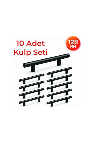 128 Mm Metal Mobilya Kulpu Mutfak Dolap Çekmece Kulpu, Dekoratif Kulp Seti 10 Adet Mat Siyah