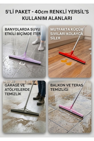 5 Adet Yer Silme Aparatı 40 Cm Sapsız Yersili