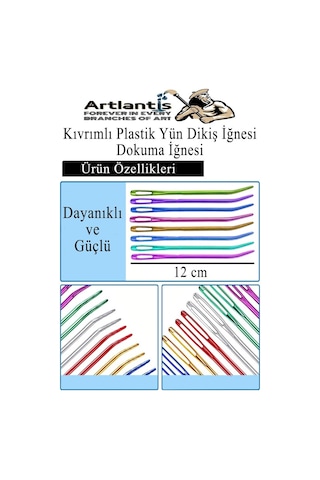 Düz Ve Kıvrımlı Plastik Yün İğnesi 50 Adet 1 Paket Plastik Dikiş Dokuma İğnesi Kavisli İplik İğne Goblen