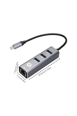 Xuweiwei Portable 311b Vcom Taşınabilir Alüminyum 4ü1 Hub 3x Usb 3.0 5gbps 1000mbps Ethernet Usb Type-c Uyumlu