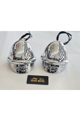 Sis Farı Takım Şapkalı Nikel - Motosiklet Chopper Mct
