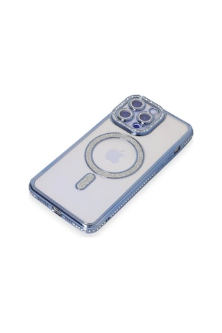 Newface - 990 - iPhone Uyumlu 14 Pro Max Kılıf Joke Simli Magneticsafe Kılıf - Csmo-tex - - Mavi