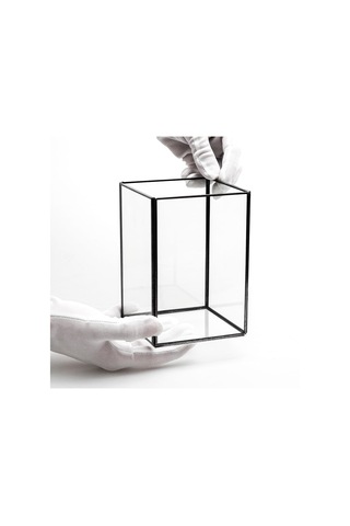 15x10x10cm Siyah Geometrik Teraryum Cam Fanus Vazo Mumluk Yapımı Dekoratif Çok Renkli
