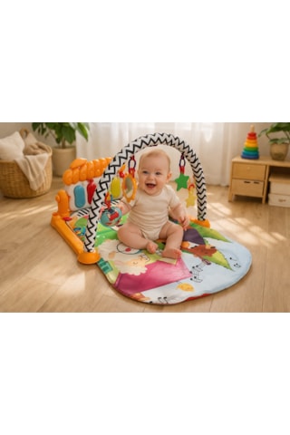 Toys2you Piyanolu Oyun Halısı Işıklı ve Müzikli Gelişim Matı Hayvanat Bahçesi70x45x35