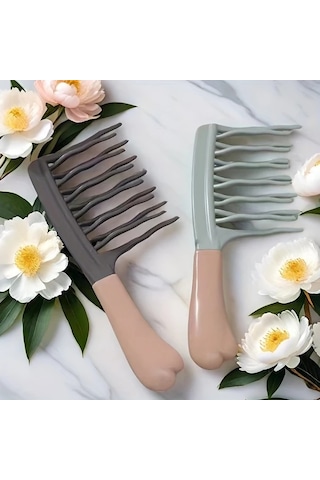 Elmpaly Çayır Yeşili Dalgalı Dişli Masaj Fırçası, Elektriklenme Önleyici Kabarık Saç Şekillendirme Tarak