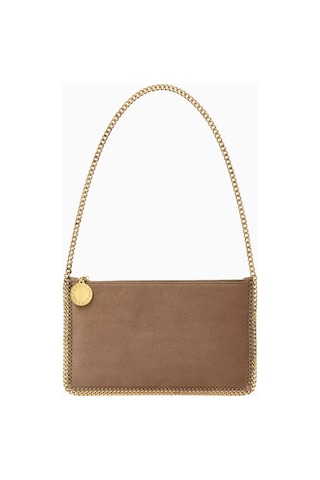 Stella Mccartney Falabella Shaggy Deer, Vegan Deri Diamond-cut Zincirli Lüks Pochette Çanta Omuz Çantası Bej