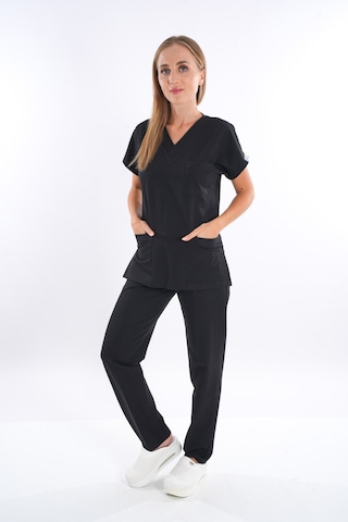 Siyah Renk Çamaşır Suyuna Ve Hipoya Dayanıklı Cerrahi Üniforma Scrubs Unisex Model Siyah