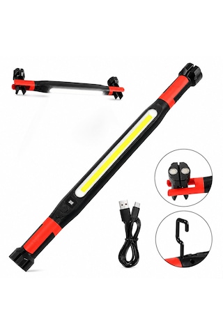Mıknatıslı Type-c Şarj - Dijital Gösterge 360 Dönebilen Gövde - Askı Kanca - Çift Renk - 52.5cm El Fener - I