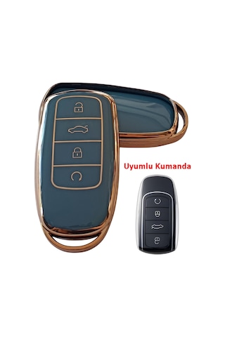 Chery Tiggo 7 Tiggo 8 Omoda 5 Uyumlu Smart Kumanda Anahtar Kılıfı Oto Anahtarlık Turkuaz Gold