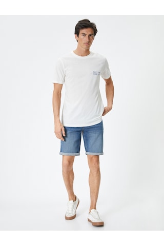 Koton Kot Şort Slim Fit Düğmeli Cepli Katlı Paça Detaylı Koyu İndigo 4sam40113nd İndigo
