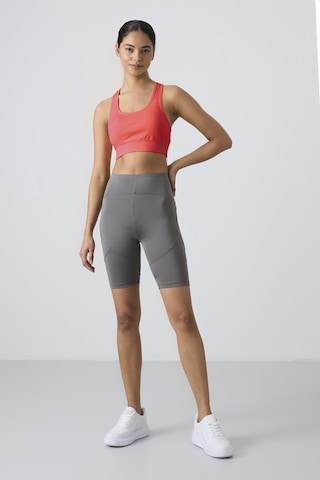 Neon Pembe Sırt Detaylı Dar Kalıp U Yaka Kadın Spor Büstiyer - 97120 Pembe