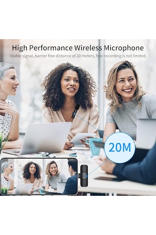 Heartz K35 Wireless Microphone Kablosuz Yaka Mikrofonu 360 Çok Y