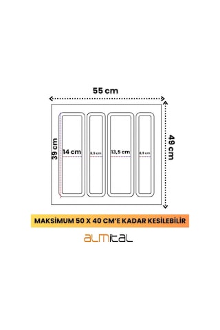 Beyaz Lüx 55 Cm X 49 Cm Çekmece Içi Kepçelik - 50 Cmx 40 Cm Ye Kadar Kısalır