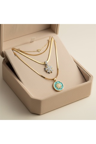 Celestia Layered Kolye Seti Çok Renkli
