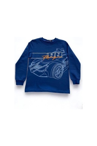 Erkek Çocuk Racing Sweatshirt-14666 Lacivert
