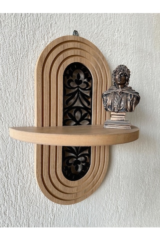 Ahşap Mdf Ortası Desenli Duvar Rafı - Çiçek Desen