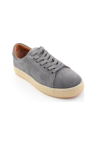 Bambi Gri Hakiki Deri Erkek Sneaker E01396009902