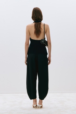 Suud Collection Siyah Estel Halter Dökümlü Triko Bluz