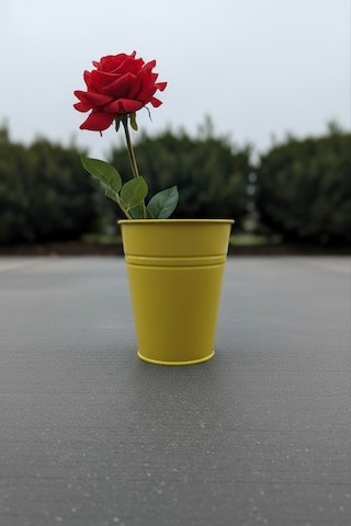 Konik Metal Saksı & Vazo - 25 Cm Dekoratif Çok Amaçlı Renkli Çiçeklik 25x23/15 Cm Sarı