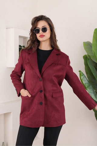 Süet Kadın Mont Bordo
