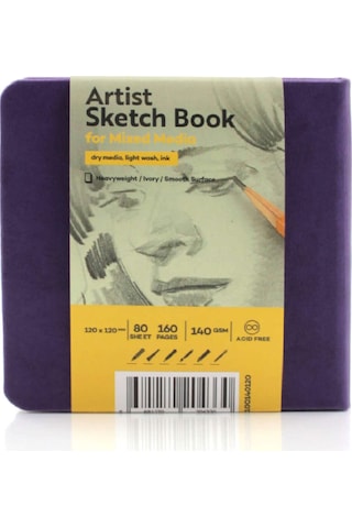 Tigertint Sert Kapak Eskiz Defteri 140 G 12x12 Cm 80 Yaprak Mor 1