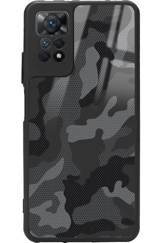 Xiaomi Redmi Note 11 Pro Siyah Kamuflaj Tasarımlı Glossy Telefon Kılıfı