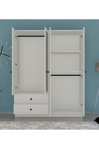 Metalia Gm 079 Novado Aynalı Düğme Kulplu 4 Kapı 2 Çekmeceli Gardırop