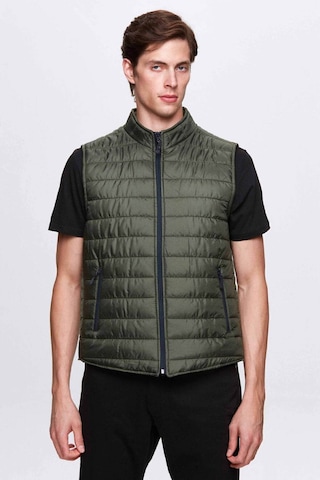 Ds Damat Regular Fit Haki Dik Yaka Elyaf Dolgulu Mevsimlik Fermuarlı Yelek Mont 7HF07ORT42611