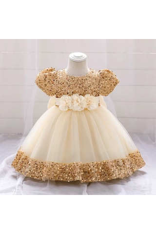 Dharma Çiçek Model Çocuk Abiye - Gösteri Elbisesi - Doğum Günü Kıyafeti Balo Elbise Mezuniyet Elbise A.Yeşil