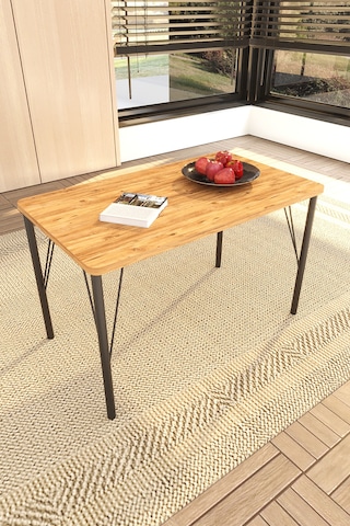Doruk Home Balkon Mobilyası Sehpası 70x40cm Ceviz Desen Suntalam Tel Ayaklı Ceviz - Kahverengi