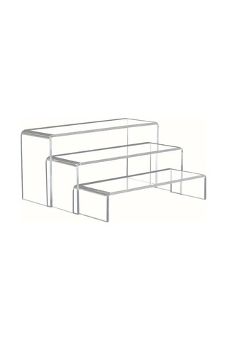 3'lü Ürün Yükseltici Organizer Stant Pleksi 26x3cm / 28x6cm / 30x10cm / 5mm - Şeffaf Diğer