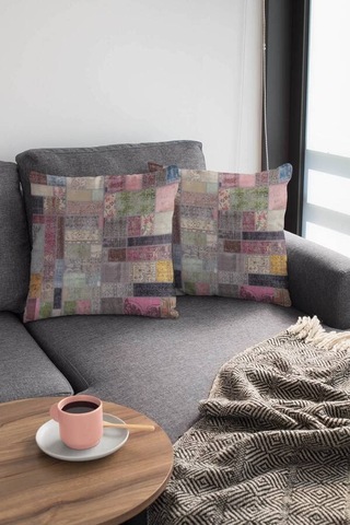 Çok Renkli Patchwork Çift Taraflı Kırlent Kılıfı Krl346n11