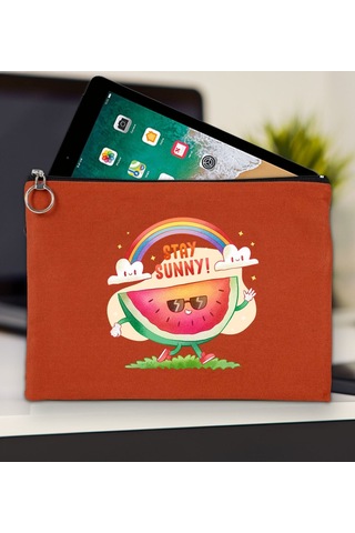 Bk Gift Yaz Temalı-7 Kiremit Tablet Çantası 30x21cm, Apple iPad Uyumlu Çantası, Baskılı Tablet Kılıfı Kılıf