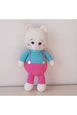 Amigurumi Örgü Oyuncak Renkli Ayı Pembe
