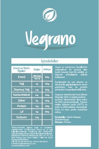 Vegrano Nutritional Yeast Besin Mayası 5 x 100 G