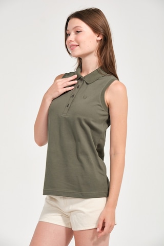 Kadın Regular Fit Kolsuz Polo Haki