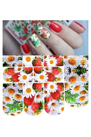 Tırnak Sticker Papatya Çiçek Süsleme Dövmesi Çoklu Etiket 8x7cm