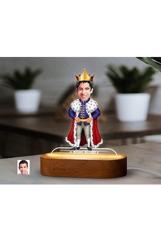 Bk Gift Kişiye Özel Kral Karikatürlü Dekoratif 3d Biblo Led Işıklı Gece Lambası-1, Arkadaşa Hediye Kobitmeyen138315 Bk Gift
