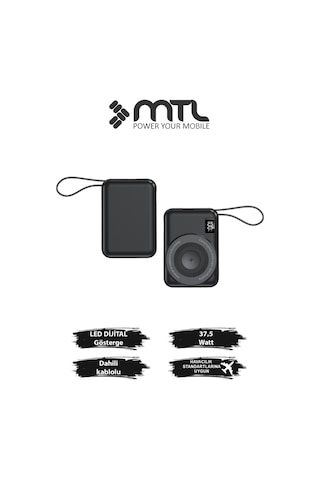 Magsafe Uyumlu 3in1 37,5 Watt Hızlı Şarj Powerbank Watch Ve Airpods Şarj Destekli Mt4580 Siyah
