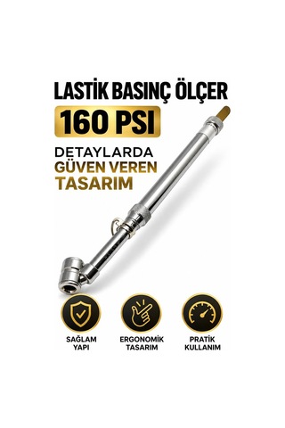 Lastik Basınç Ölçer 160 Psı Metal Gövde Hassas Hava Basınç Ölçüm