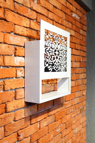 Modem Saklama Kutusu Sürgülü Yukarı Açılır 35 X 40 Motifli Beyaz