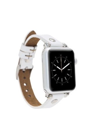 Apple Watch Uyumlu Deri Kordon 38-40-41mm St F3 Beyaz Diğer