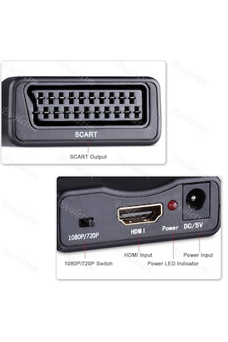 Hdmı To Scart Av Çevirici 4363P Dönüştürücü Skart Adaptor Convert