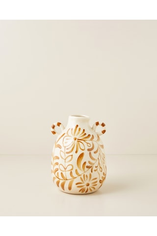 English Home Salina Seramik Vazo 24 Cm Krem-kahverengi