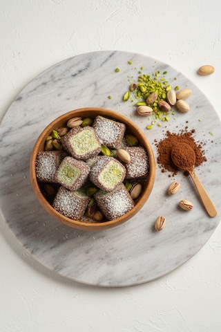 Glutensiz Hindistan Cevizli Antep Fıstıklı Kakaolu Sultan Lokumu 500 Gram