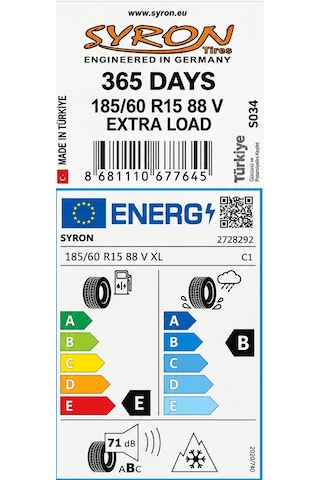 Syron 365 185/60 R15 88V XL S034 Kış Lastiği 2026
