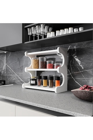 Alpa Ev Mobilya 3 Katlı Tezgah Üstü Mutfak Rafı, Baharatlık Ve Modern Düzenleyici Tasarım Beyaz