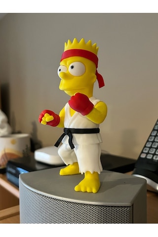 Bart Simpson Karateci Figür Street Fighter Temalı Dekoratif Masaüstü Süs Oyuncak