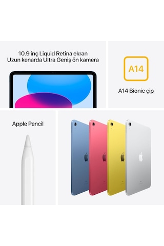 Apple Uyumlu iPad 10. Nesil Wi-fi 64 GB 10.9" MPQ03TU/A Gümüş Tablet (Outlet)