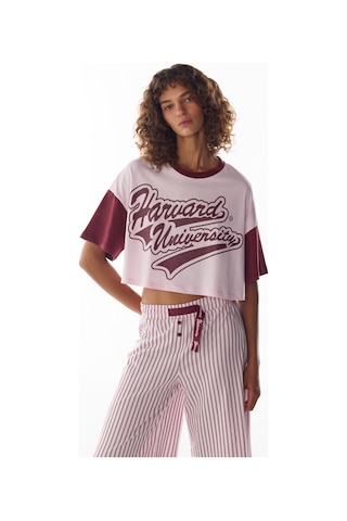 Penti Pembe Harvard Graffiti Desenli Kısa Kollu Şort Pijama Takımı Pk24